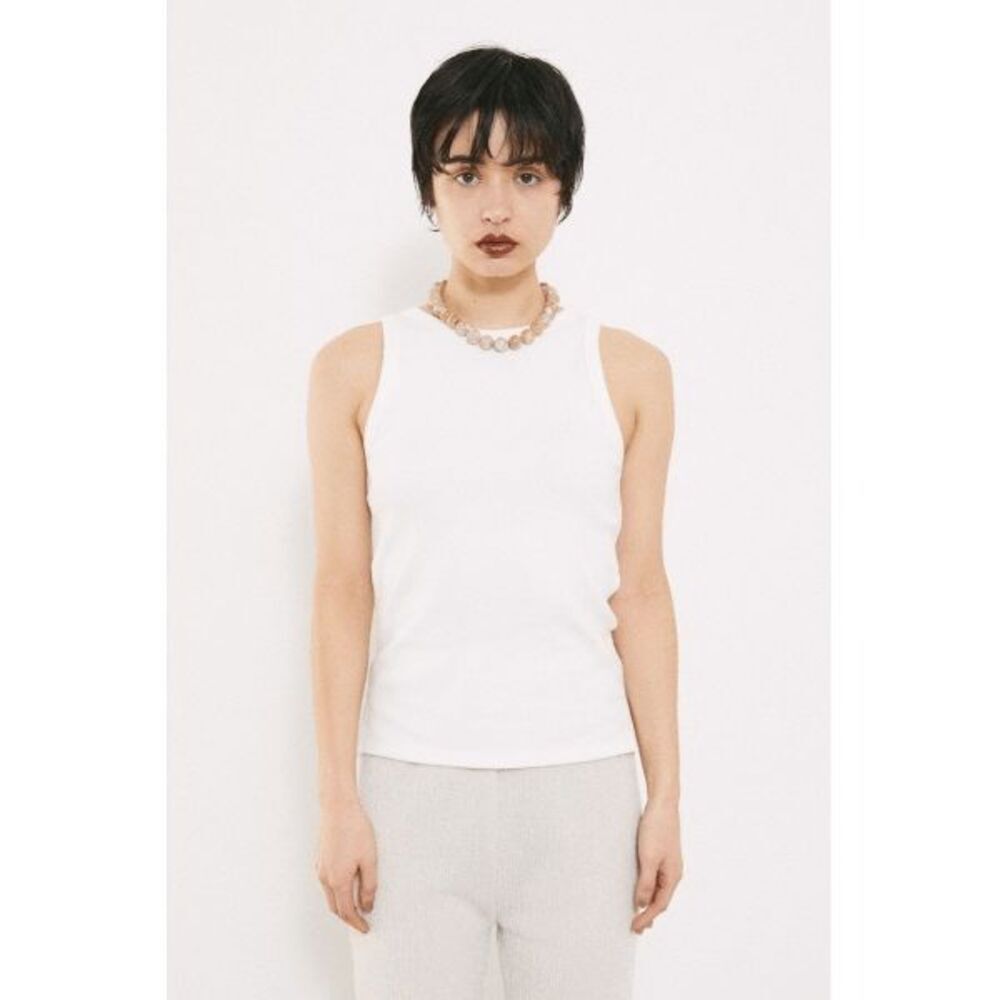 Black By Moussy White Sleeveless High Neck Scoop Back Tank Top Women's Free Size